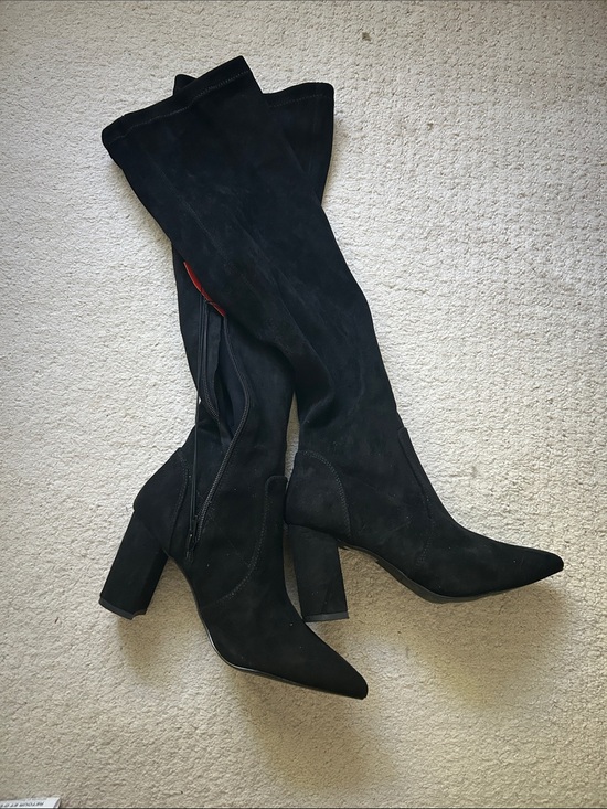 Joe Fresh Shoes - Joe Fresh Roxy Earle Collection Black Vegan Suede Over-the-Knee Block Heel Boots
